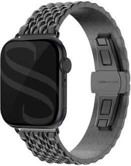 Selencia Stalen draak band voor de Apple Watch | 44/45/46/49 mm - Zwart - 49 mm