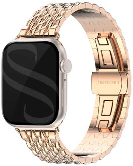 Selencia Stalen draak band voor de Apple Watch Series 1 t/m 9 / SE (38/40/41 mm) | Series 10 / 11 (42 mm) - Rosé Goud - 41 mm