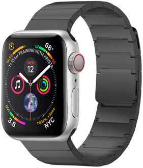 Selencia Stalen magnetisch bandje voor de Apple Watch Series 1 t/m 9 / SE (38/40/41 mm) | Series 10 / 11 (42 mm) - Zwart - One size