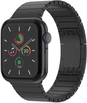 Selencia Stalen schakelband voor de Apple Watch Series 1 t/m 9 / SE (38/40/41 mm) | Series 10 / 11 (42 mm) - Zwart - 41 mm