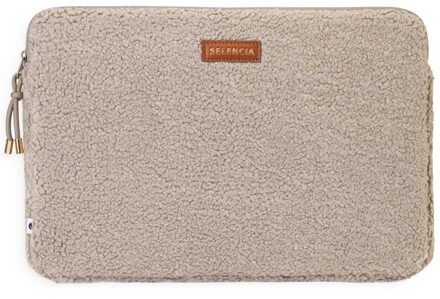 Selencia Teddy Laptop hoes 13-14 inch - Laptopsleeve - Sand Beige - 14.2