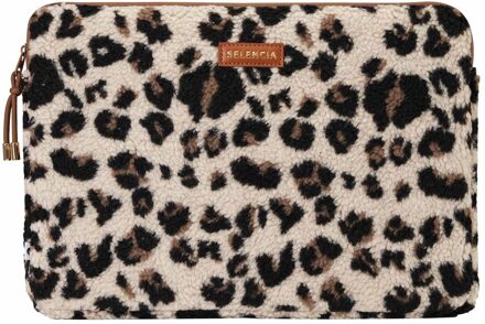Selencia Teddy Laptop hoes 15-16 inch - Laptopsleeve - Leopard Meerkleurig - 16.2