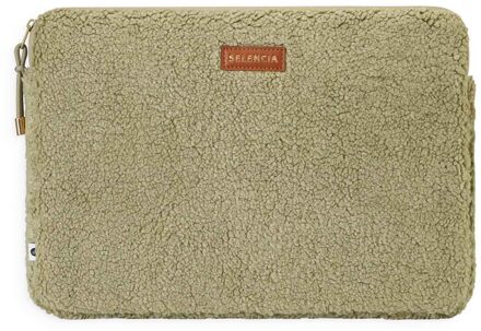 Selencia Teddy Laptop hoes 15-16 inch - Laptopsleeve - Sage Green Groen - 16.2