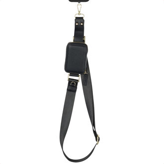 Selencia Telefoonkoord met Klein Tasje - Midnight Black Zwart - One size