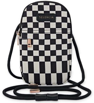 Selencia Telefoontasje - Checker Black Zwart