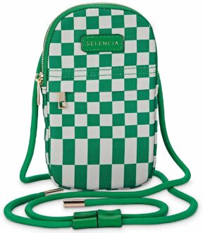Selencia Telefoontasje - Checker Green Groen