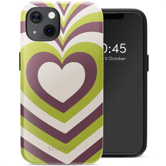Selencia Vivid Backcover met MagSafe voor de Apple iPhone 13 - Double Hearts Plum Fern Meerkleurig