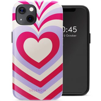 Selencia Vivid Backcover met MagSafe voor de Apple iPhone 13 - Double Hearts Rubine Red Lilac Meerkleurig
