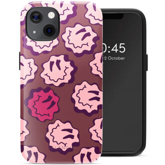 Selencia Vivid Backcover met MagSafe voor de Apple iPhone 13 - Wavy Smiley Pink Meerkleurig