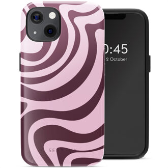 Selencia Vivid Backcover met MagSafe voor de Apple iPhone 13 - Wavy Swirl Pink Plum Meerkleurig