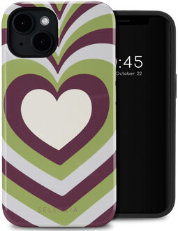 Selencia Vivid Backcover met MagSafe voor de Apple iPhone 14 - Double Hearts Plum Fern Meerkleurig