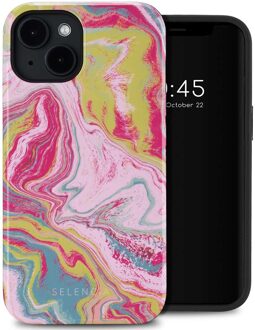 Selencia Vivid Backcover met MagSafe voor de Apple iPhone 14 - Marble Pink Meerkleurig