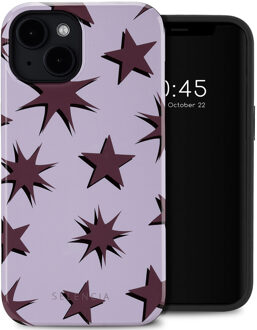 Selencia Vivid Backcover met MagSafe voor de Apple iPhone 14 - Stars Plum Lilac Meerkleurig