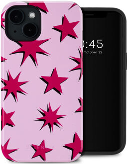 Selencia Vivid Backcover met MagSafe voor de Apple iPhone 14 - Stars Rubine Red Light Pink Meerkleurig