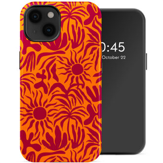 Selencia Vivid Backcover met MagSafe voor de Apple iPhone 14 - Tropical Vibes Apricot Meerkleurig
