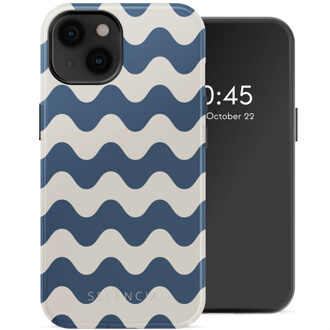 Selencia Vivid Backcover met MagSafe voor de Apple iPhone 14 - Wave Vibes Classic Blue Meerkleurig
