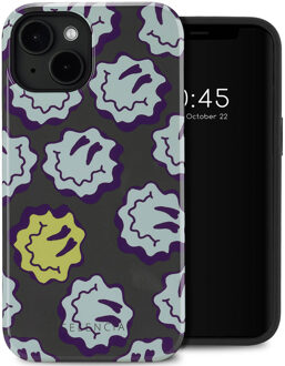 Selencia Vivid Backcover met MagSafe voor de Apple iPhone 14 - Wavy Smiley Green Meerkleurig