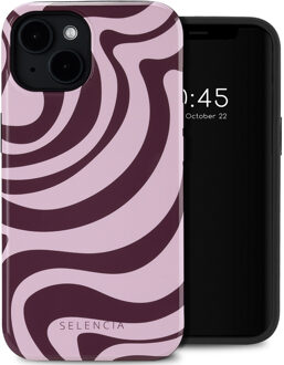 Selencia Vivid Backcover met MagSafe voor de Apple iPhone 14 - Wavy Swirl Pink Plum Meerkleurig