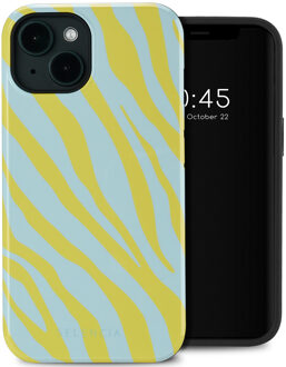 Selencia Vivid Backcover met MagSafe voor de Apple iPhone 14 - Zebra Winter Sky Titanium Yellow Meerkleurig