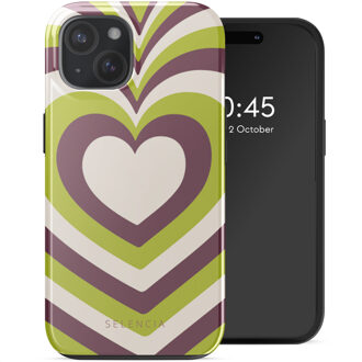 Selencia Vivid Backcover met MagSafe voor de Apple iPhone 15 - Double Hearts Plum Fern Meerkleurig