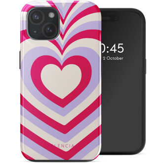 Selencia Vivid Backcover met MagSafe voor de Apple iPhone 15 - Double Hearts Rubine Red Lilac Meerkleurig