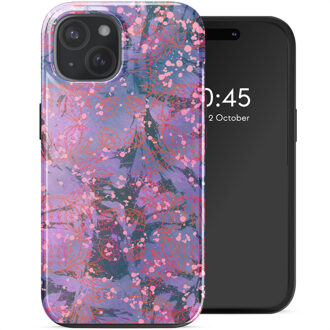 Selencia Vivid Backcover met MagSafe voor de Apple iPhone 15 - Fresh Paint Flower Orange Meerkleurig