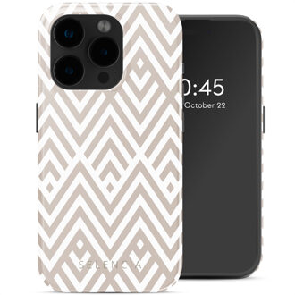 Selencia Vivid Backcover met MagSafe voor de Apple iPhone 15 Pro - Beige Zigzag Meerkleurig
