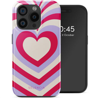 Selencia Vivid Backcover met MagSafe voor de Apple iPhone 15 Pro - Double Hearts Rubine Red Lilac Meerkleurig
