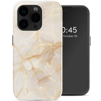 Selencia Vivid Backcover met MagSafe voor de Apple iPhone 15 Pro - Golden Beige Marble Meerkleurig