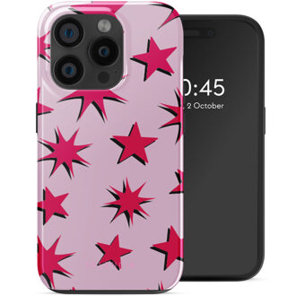 Selencia Vivid Backcover met MagSafe voor de Apple iPhone 15 Pro - Stars Rubine Red Light Pink Meerkleurig