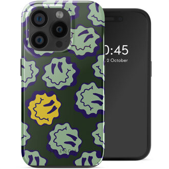 Selencia Vivid Backcover met MagSafe voor de Apple iPhone 15 Pro - Wavy Smiley Green Meerkleurig