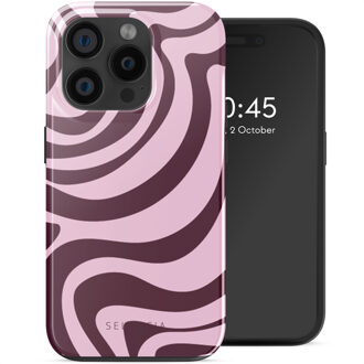 Selencia Vivid Backcover met MagSafe voor de Apple iPhone 15 Pro - Wavy Swirl Pink Plum Meerkleurig