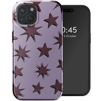 Selencia Vivid Backcover met MagSafe voor de Apple iPhone 15 - Stars Plum Lilac Meerkleurig