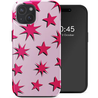 Selencia Vivid Backcover met MagSafe voor de Apple iPhone 15 - Stars Rubine Red Light Pink Meerkleurig