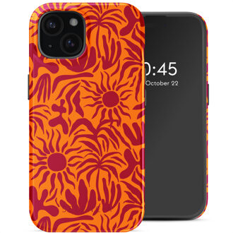 Selencia Vivid Backcover met MagSafe voor de Apple iPhone 15 - Tropical Vibes Apricot Meerkleurig