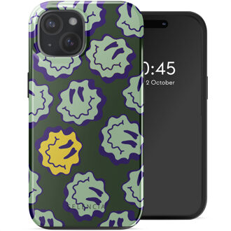 Selencia Vivid Backcover met MagSafe voor de Apple iPhone 15 - Wavy Smiley Green Meerkleurig