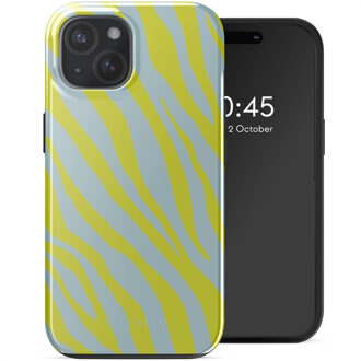 Selencia Vivid Backcover met MagSafe voor de Apple iPhone 15 - Zebra Winter Sky Titanium Yellow Meerkleurig