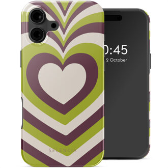 Selencia Vivid Backcover met MagSafe voor de Apple iPhone 16 - Double Hearts Plum Fern Meerkleurig