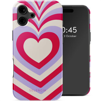 Selencia Vivid Backcover met MagSafe voor de Apple iPhone 16 - Double Hearts Rubine Red Lilac Meerkleurig