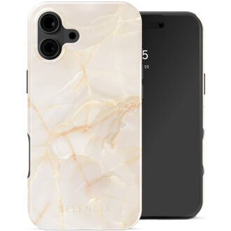 Selencia Vivid Backcover met MagSafe voor de Apple iPhone 16 - Golden Beige Marble Meerkleurig