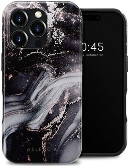 Selencia Vivid Backcover met MagSafe voor de Apple iPhone 16 Pro - Chic Marble Black Meerkleurig