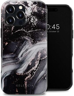 Selencia Vivid Backcover met MagSafe voor de Apple iPhone 16 Pro Max - Chic Marble Black Meerkleurig