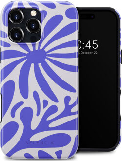 Selencia Vivid Backcover met MagSafe voor de Apple iPhone 16 Pro Max - Modern Bloom Sapphire Blue Meerkleurig