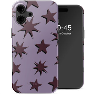 Selencia Vivid Backcover met MagSafe voor de Apple iPhone 16 - Stars Plum Lilac Meerkleurig