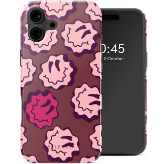 Selencia Vivid Backcover met MagSafe voor de Apple iPhone 16 - Wavy Smiley Pink Meerkleurig