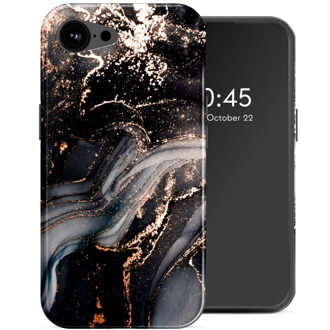 Selencia Vivid Backcover met MagSafe voor de Apple iPhone 16e - Chic Marble Black Meerkleurig