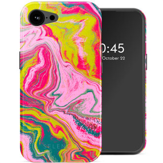 Selencia Vivid Backcover met MagSafe voor de Apple iPhone 16e - Marble Pink Meerkleurig