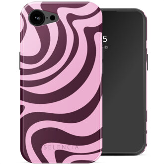 Selencia Vivid Backcover met MagSafe voor de Apple iPhone 16e - Wavy Swirl Pink Plum Meerkleurig