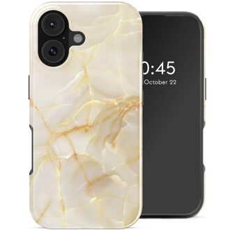 Selencia Vivid Backcover met MagSafe voor de Apple iPhone 17 - Golden Beige Marble Meerkleurig