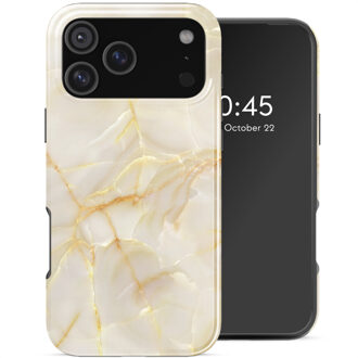 Selencia Vivid Backcover met MagSafe voor de Apple iPhone 17 Pro Max - Golden Beige Marble Meerkleurig
